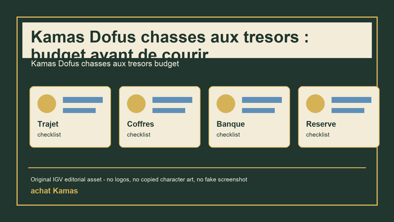 Kamas Dofus chasses aux tresors : budget avant de courir