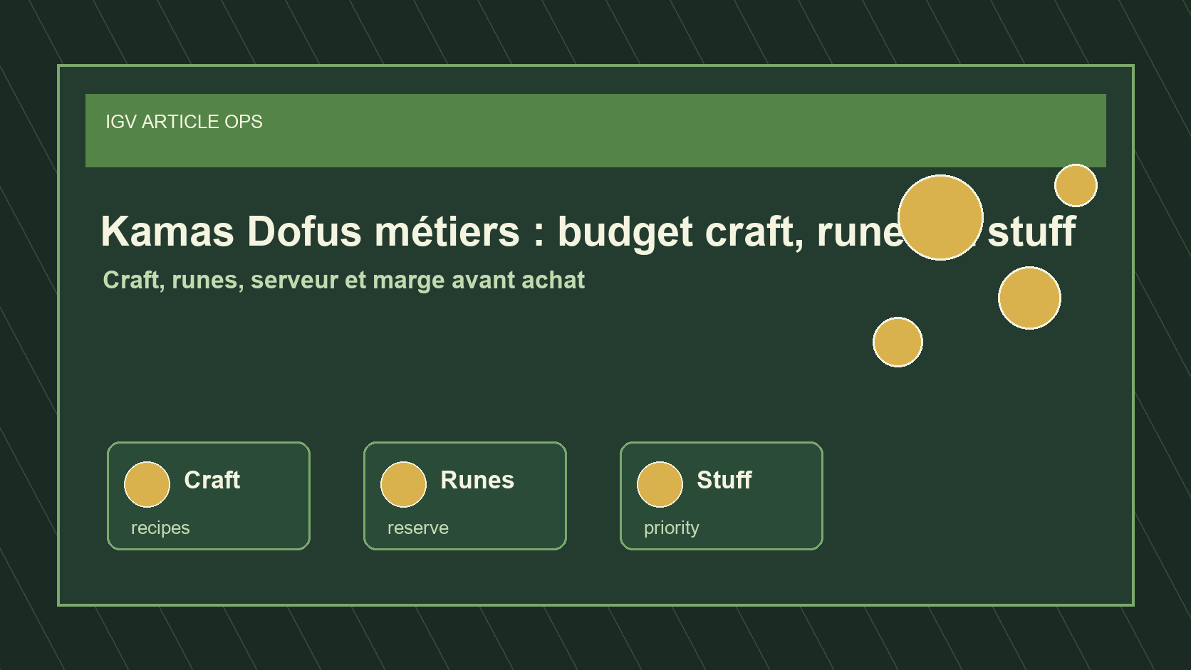 Kamas Dofus métiers : budget craft, runes et stuff