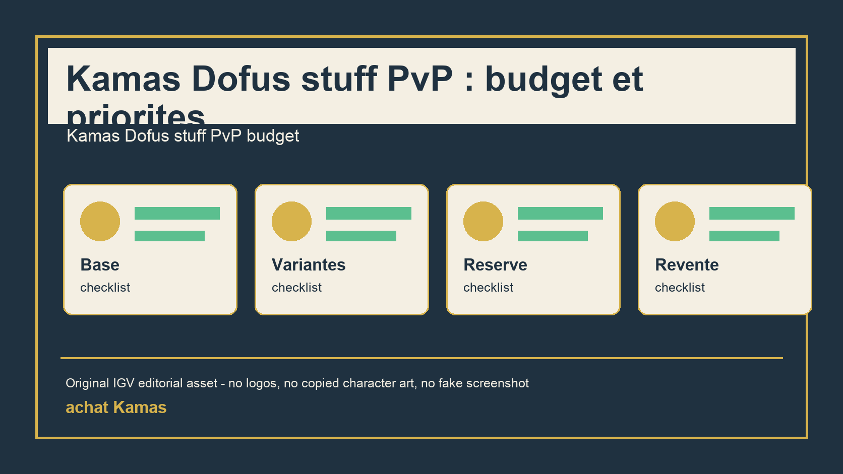 Kamas Dofus stuff PvP : budget et priorites