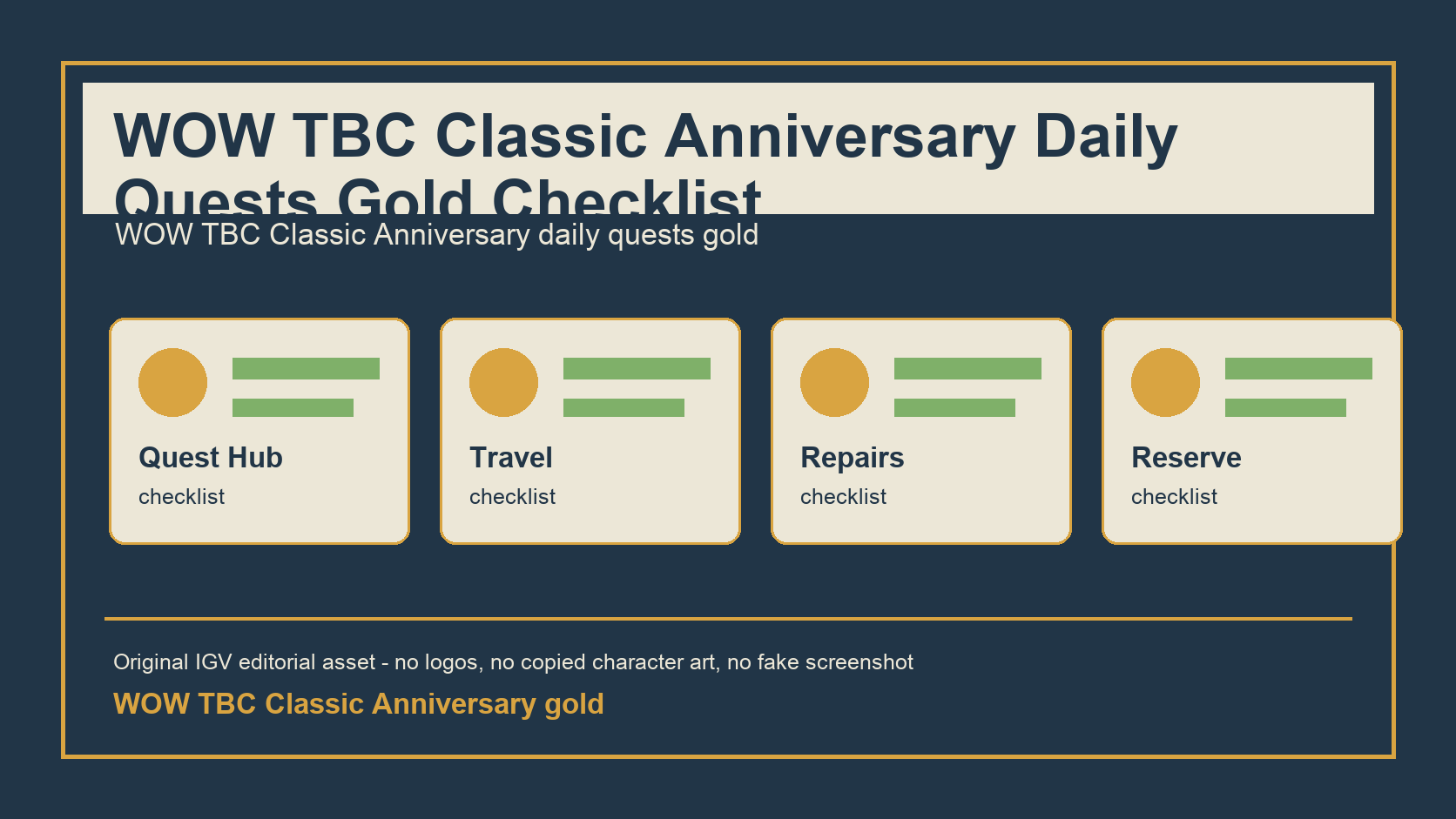 WOW TBC Classic Anniversary Daily Quests Gold Checklist
