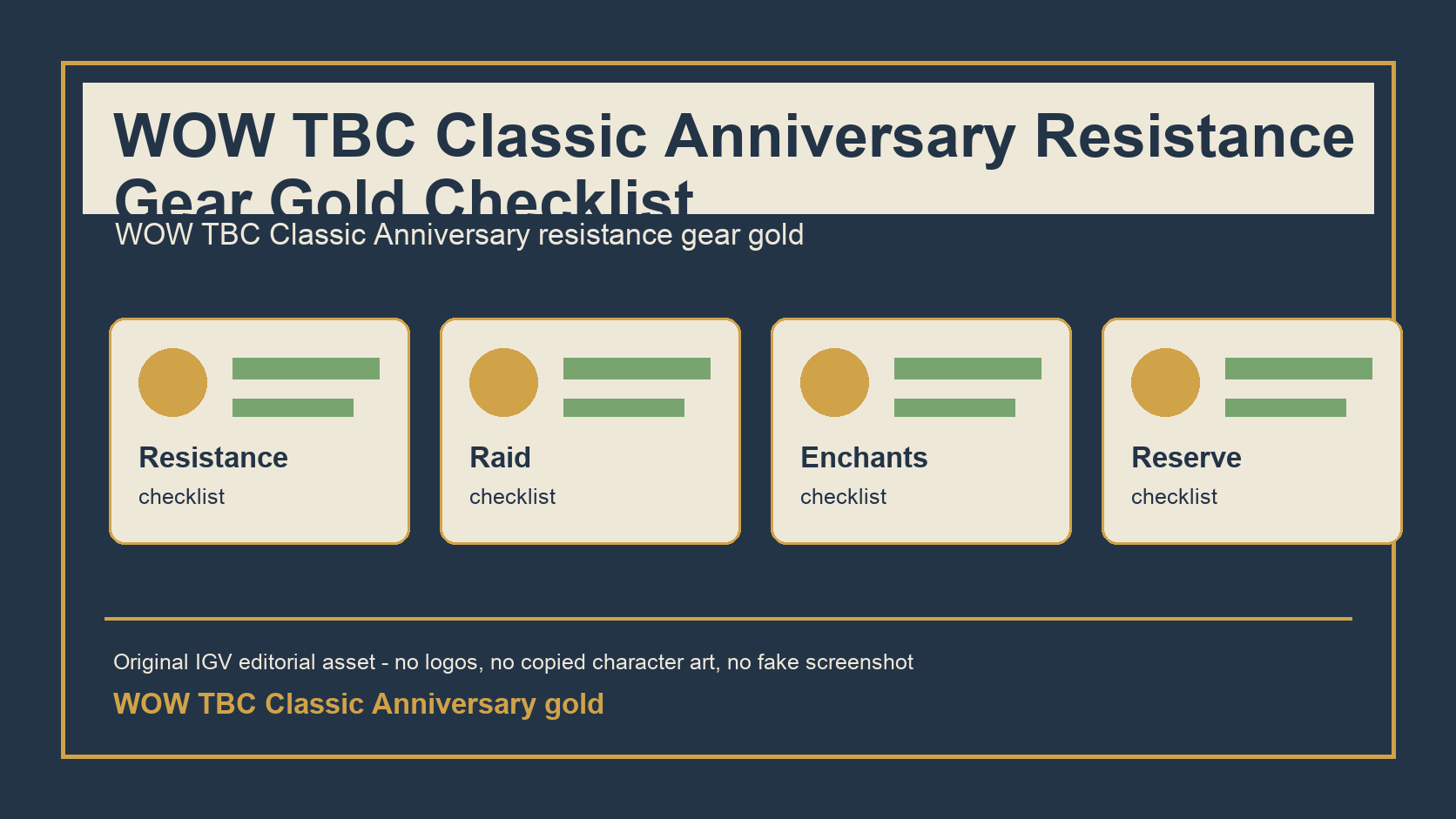 WOW TBC Classic Anniversary Resistance Gear Gold Checklist