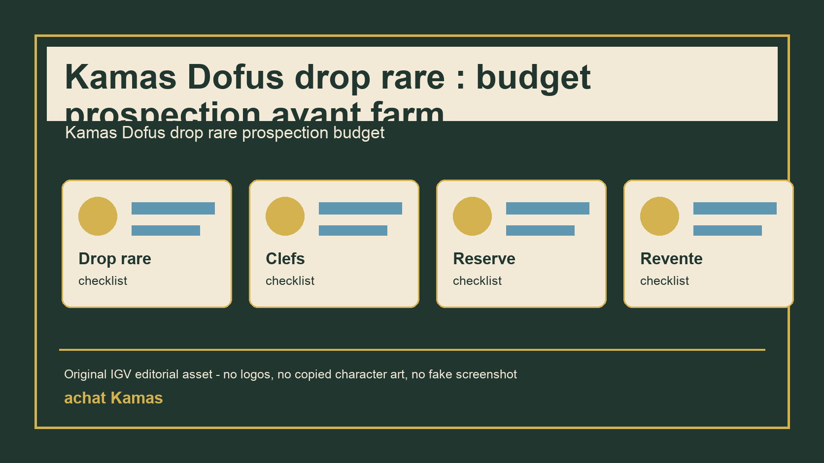 Kamas Dofus drop rare : budget prospection avant farm